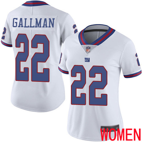 Women New York Giants #22 Wayne Gallman Limited White Rush Vapor Untouchable Football NFL Jersey->new york giants->NFL Jersey